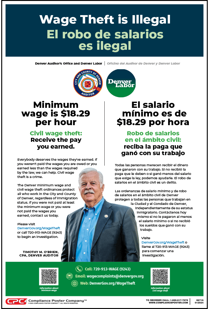 Denver, Colorado Minimum Wage Poster