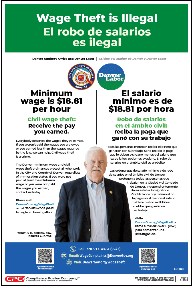 Denver, Colorado Minimum Wage Poster