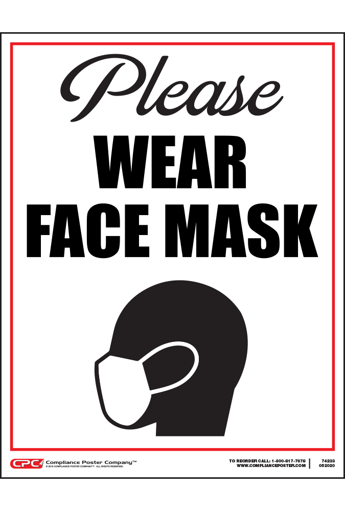 You Must Wear Face Mask On These Premises Self Cling Window Sticker 