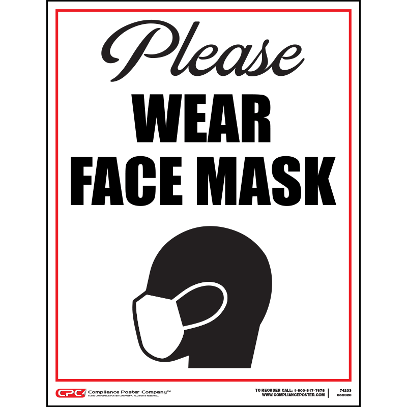 Please Wear Face Mask Window Cling - Compliance Poster Company