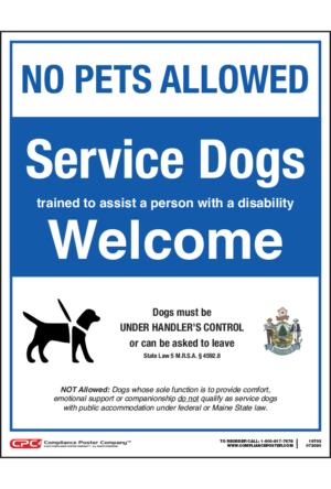 Maine Service Dogs Welcome Poster