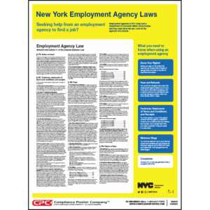 City of New York, NY Employment Agency Laws Poster