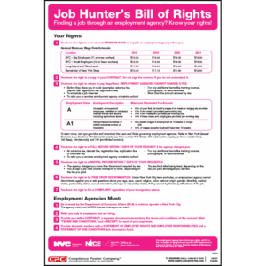 City of New York, NY Job Hunter's Bill of Rights Poster