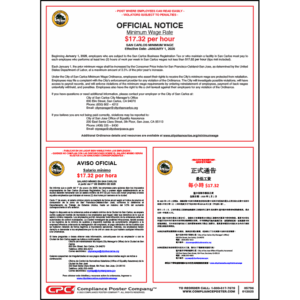 San Carlos, California Minimum Wage Poster