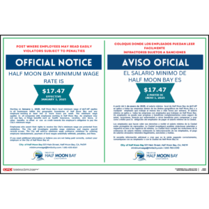 Half Moon Bay, California Minimum Wage Poster