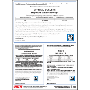 Hayward, California Minimum Wage Poster