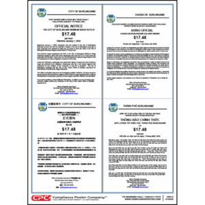 Burlingame, California Minimum Wage Poster