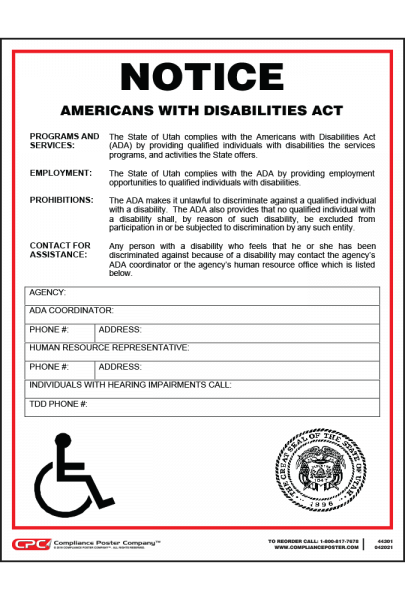 Utah Americans With Disabilities Act Poster