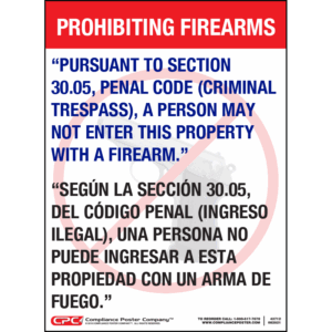 Texas Bilingual Permitless Carry Firearm Posters