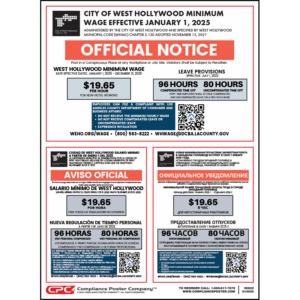 West Hollywood, California Minimum Wage Poster