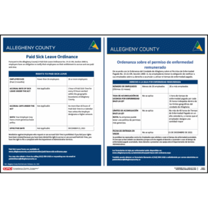 County of Allegheny, PA Paid Sick Leave Poster