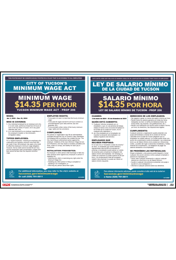 Tucson Minimum Wage Poster Compliance Poster Company