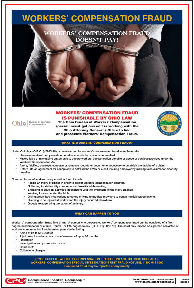 Ohio Workers' Compensation Fraud Poster