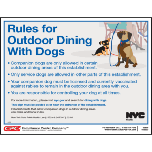 City of New York, NY Dining Dog Rules Poster