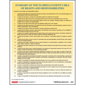 Florida Patient's Bill of Rights and Responsibilities Poster
