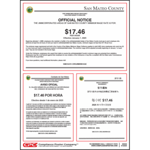 San Mateo County, CA Minimum Wage Poster