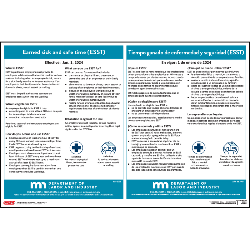 Minnesota Earned Sick and Safe Time Poster | CPC