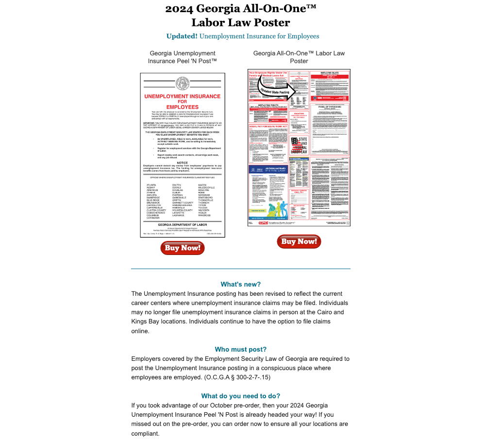 Georgia 2024 Update Compliance Poster Company   Georgia 2024 Update 