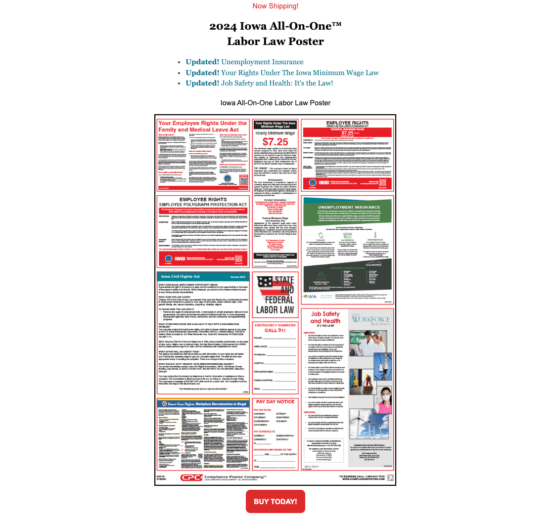 Iowa 2024 Poster Update Compliance Poster Company   Iowa 2024 Poster Update 