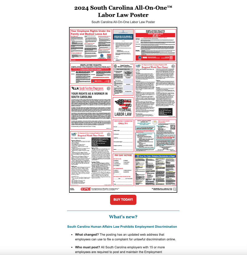 South Carolina 2024 Poster Update Compliance Poster Company   South Carolina 2024 Poster Update 