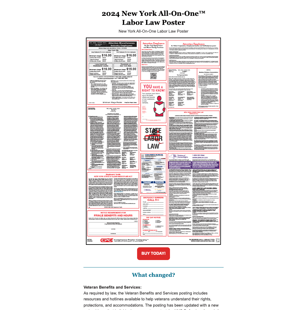 Mandatory 2024 New York All On One邃 Labor Law Poster Update
