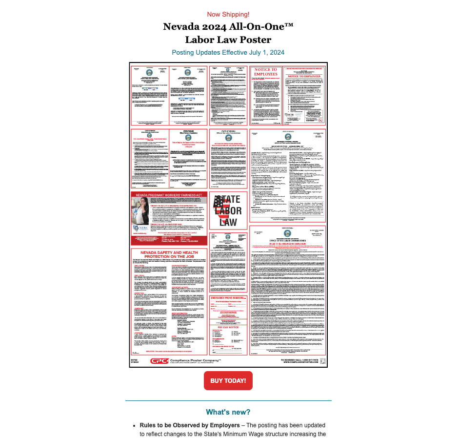 Nevada 2024 Update Compliance Poster Company