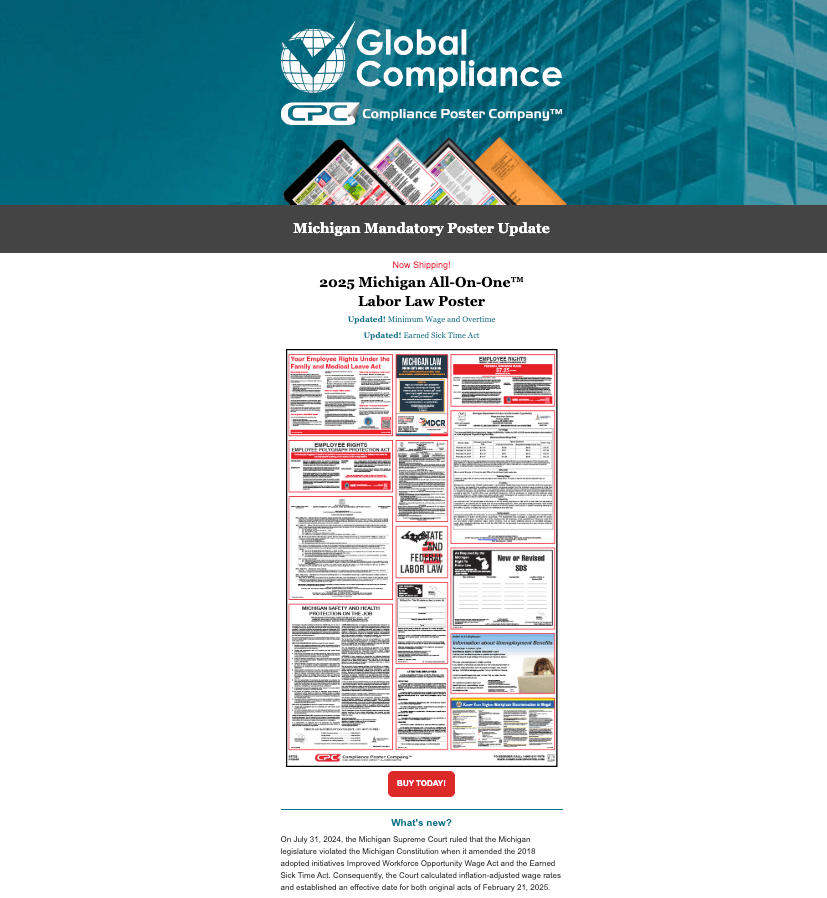 Michigan 2025 Update Compliance Poster Company