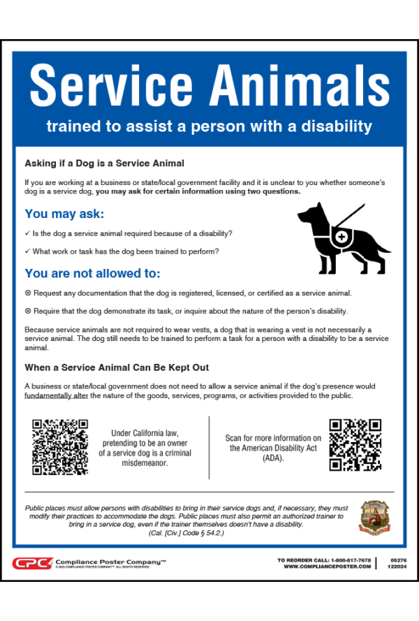 California Service Animals Poster