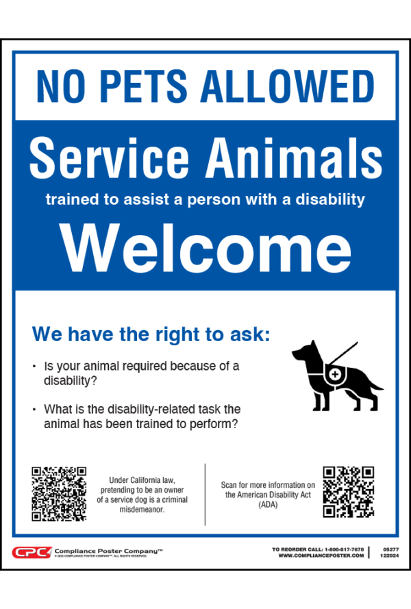 California Service Animals Window Cling