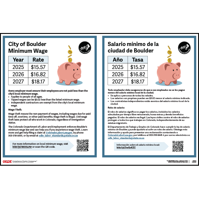 Boulder, CO Minimum Wage Poster