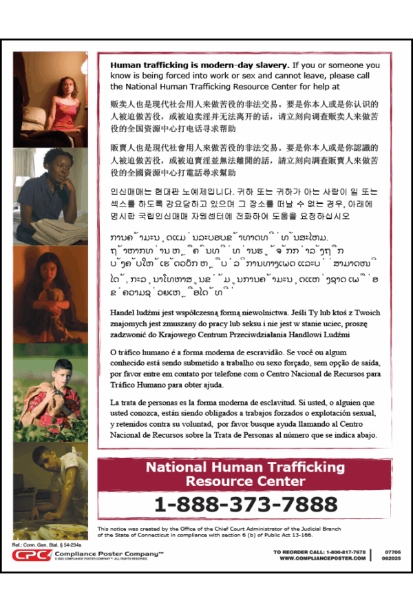 Connecticut Human Trafficking Poster