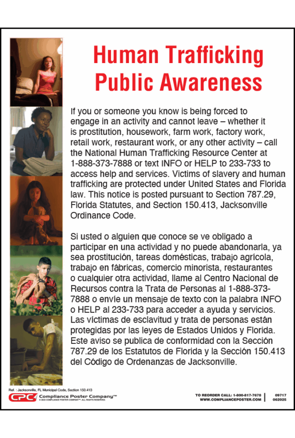 Jacksonville, Florida Human Trafficking Poster