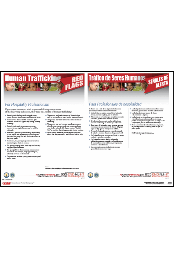 New Jersey Hospitality Human Trafficking Poster