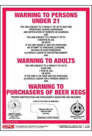 Nebraska Alcohol Health Warning Poster