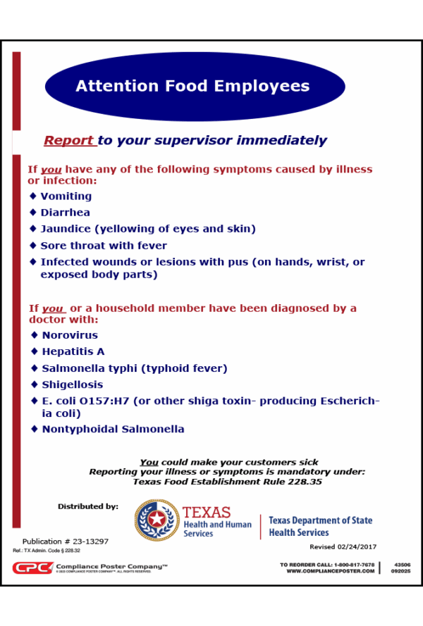 Texas Illness Reporting Poster