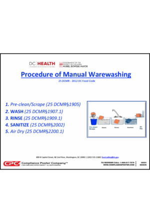 District of Columbia Procedure of Manual Warewashing Poster