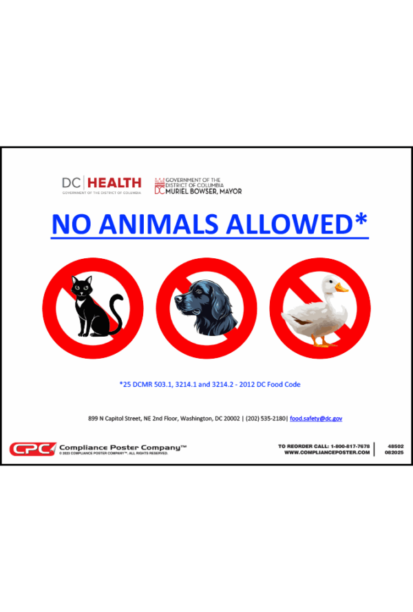 District of Columbia No Animals Allowed Poster