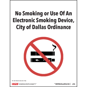 City of Dallas, TX No Smoking Poster